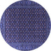 Round Machine Washable Persian Blue Traditional Rug, wshtr2263blu