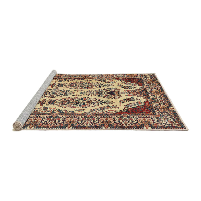 Sideview of Machine Washable Traditional Red Brown Rug, wshtr2264