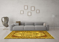 Machine Washable Persian Yellow Traditional Rug, wshtr2264yw