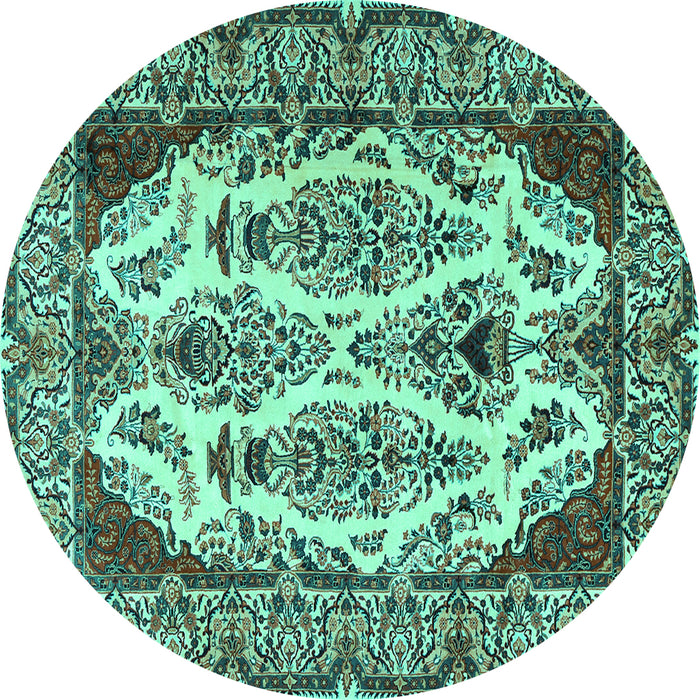 Round Persian Turquoise Traditional Rug, tr2264turq