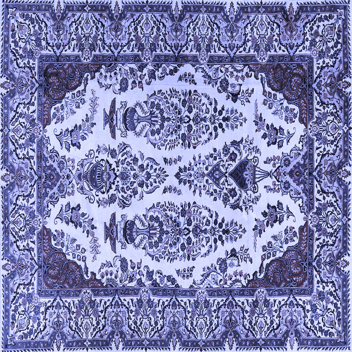 Square Machine Washable Persian Blue Traditional Rug, wshtr2264blu