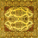 Square Machine Washable Persian Yellow Traditional Rug, wshtr2264yw