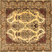 Square Machine Washable Persian Brown Traditional Rug, wshtr2264brn