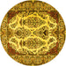 Round Persian Yellow Traditional Rug, tr2264yw