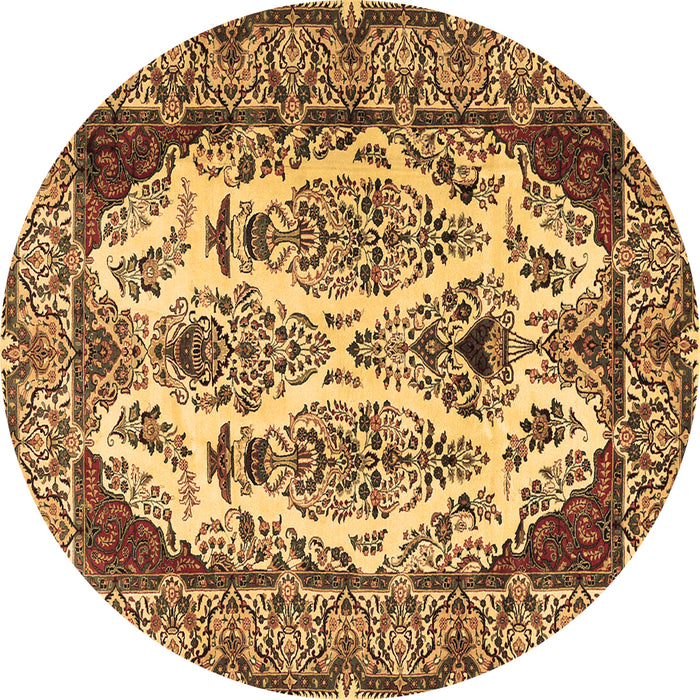 Round Persian Brown Traditional Rug, tr2264brn