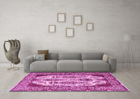 Machine Washable Persian Pink Traditional Rug, wshtr2264pnk