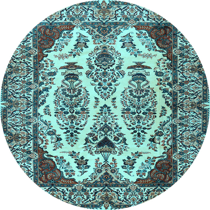 Round Persian Light Blue Traditional Rug, tr2264lblu