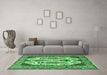 Machine Washable Persian Emerald Green Traditional Area Rugs in a Living Room,, wshtr2264emgrn