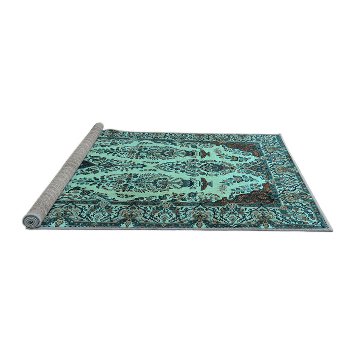 Sideview of Machine Washable Persian Light Blue Traditional Rug, wshtr2264lblu