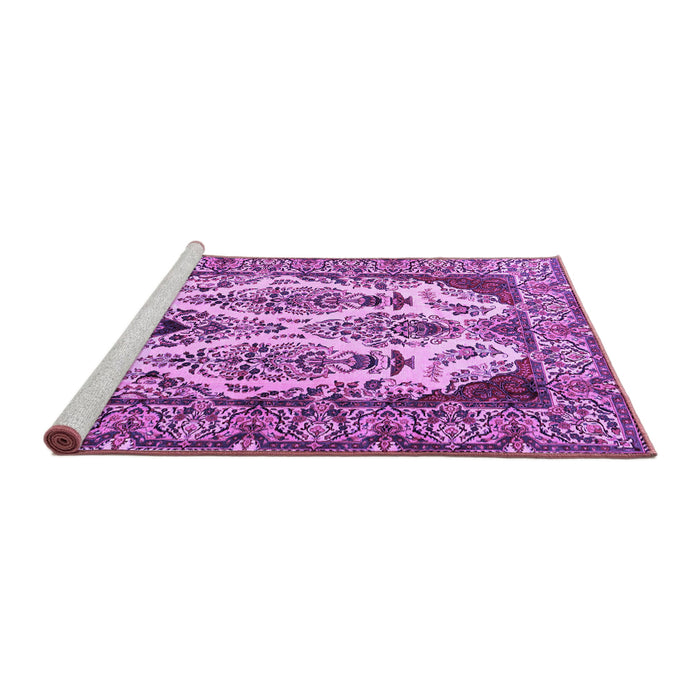 Sideview of Machine Washable Persian Purple Traditional Area Rugs, wshtr2264pur