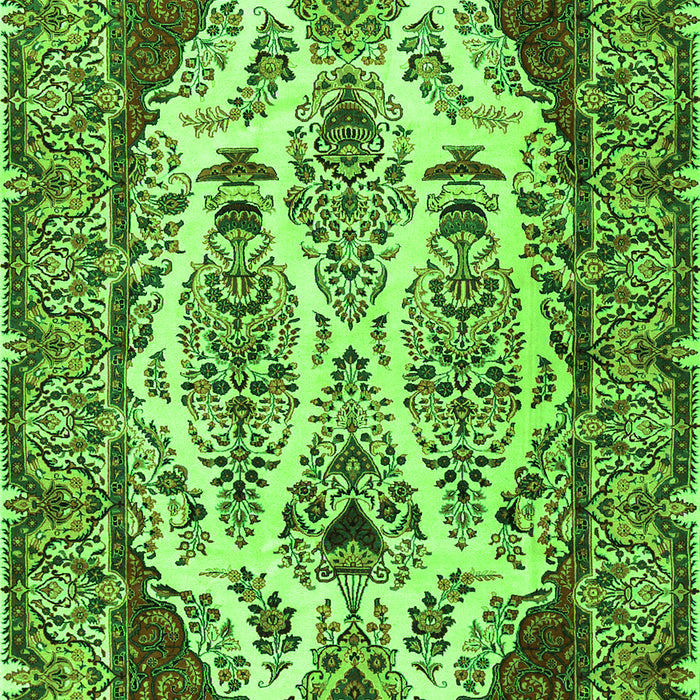 Serging Thickness of Machine Washable Persian Green Traditional Area Rugs, wshtr2264grn
