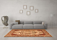 Machine Washable Persian Orange Traditional Rug, wshtr2264org