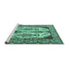 Sideview of Machine Washable Persian Turquoise Traditional Area Rugs, wshtr2264turq