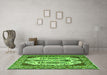 Machine Washable Persian Green Traditional Area Rugs in a Living Room,, wshtr2264grn