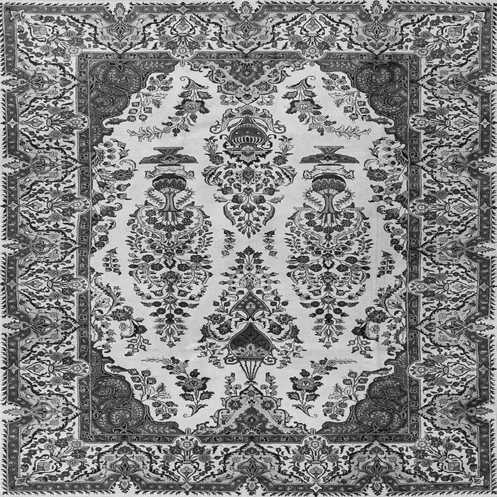 Round Machine Washable Persian Gray Traditional Rug, wshtr2264gry