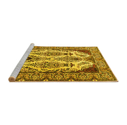 Sideview of Machine Washable Persian Yellow Traditional Rug, wshtr2264yw