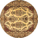 Round Machine Washable Persian Brown Traditional Rug, wshtr2264brn