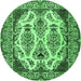 Round Persian Emerald Green Traditional Rug, tr2264emgrn