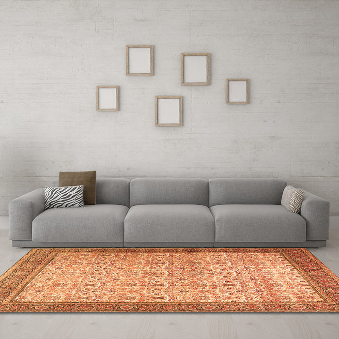 Machine Washable Persian Orange Traditional Area Rugs in a Living Room, wshtr2265org