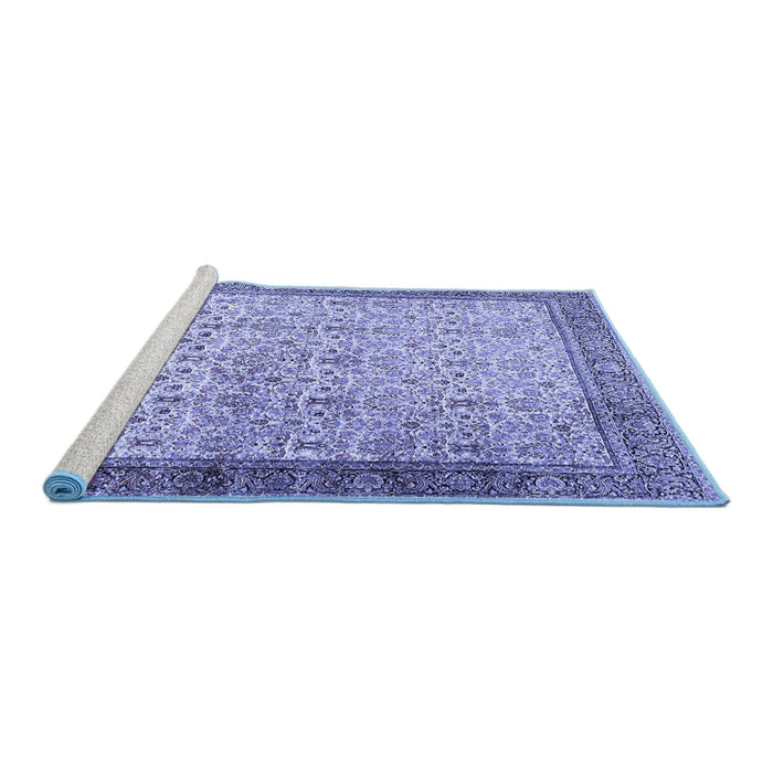 Sideview of Machine Washable Persian Blue Traditional Rug, wshtr2265blu