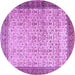 Round Machine Washable Persian Purple Traditional Area Rugs, wshtr2265pur