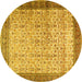 Round Machine Washable Persian Yellow Traditional Rug, wshtr2265yw