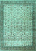 Machine Washable Persian Turquoise Traditional Area Rugs, wshtr2265turq