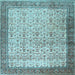 Square Machine Washable Persian Light Blue Traditional Rug, wshtr2265lblu