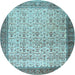 Round Machine Washable Persian Light Blue Traditional Rug, wshtr2265lblu