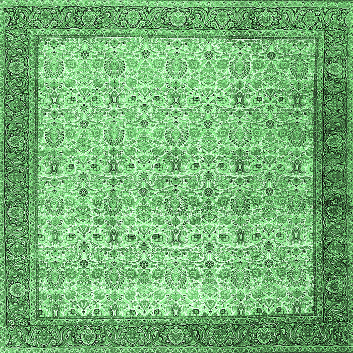 Square Persian Emerald Green Traditional Rug, tr2265emgrn