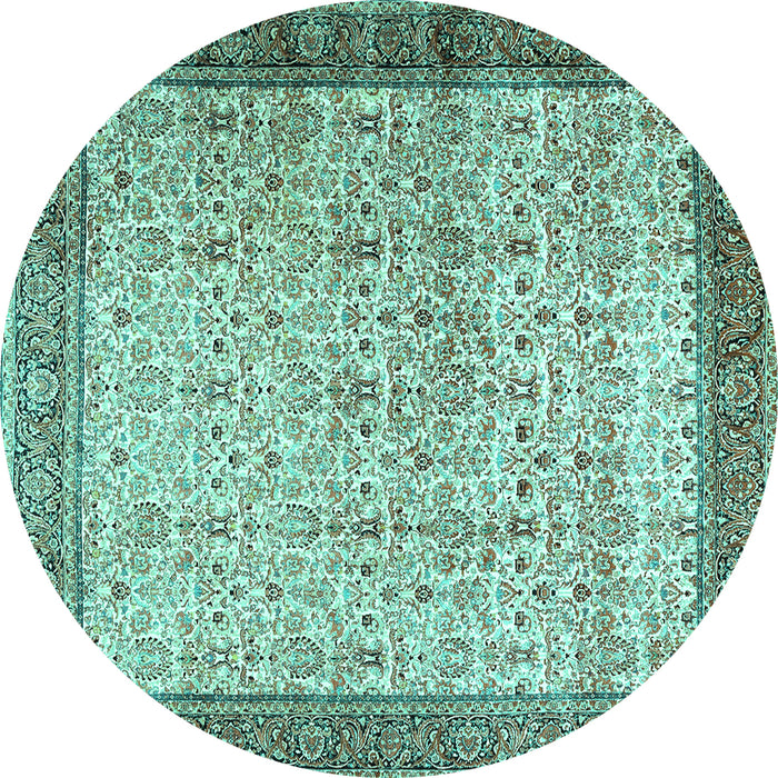 Round Persian Turquoise Traditional Rug, tr2265turq