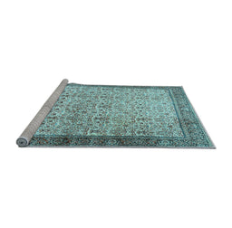 Sideview of Machine Washable Persian Light Blue Traditional Rug, wshtr2265lblu