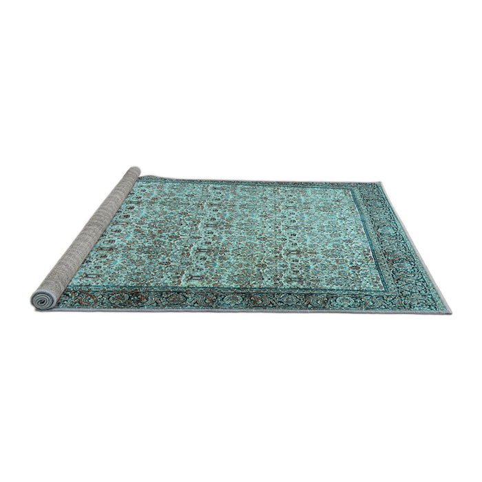 Sideview of Machine Washable Persian Light Blue Traditional Rug, wshtr2265lblu