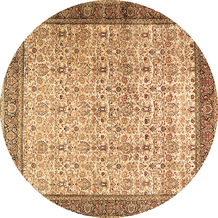 Round Machine Washable Persian Brown Traditional Rug, wshtr2265brn