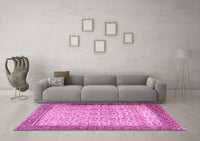 Machine Washable Persian Pink Traditional Rug, wshtr2265pnk