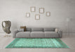 Machine Washable Persian Turquoise Traditional Area Rugs in a Living Room,, wshtr2265turq