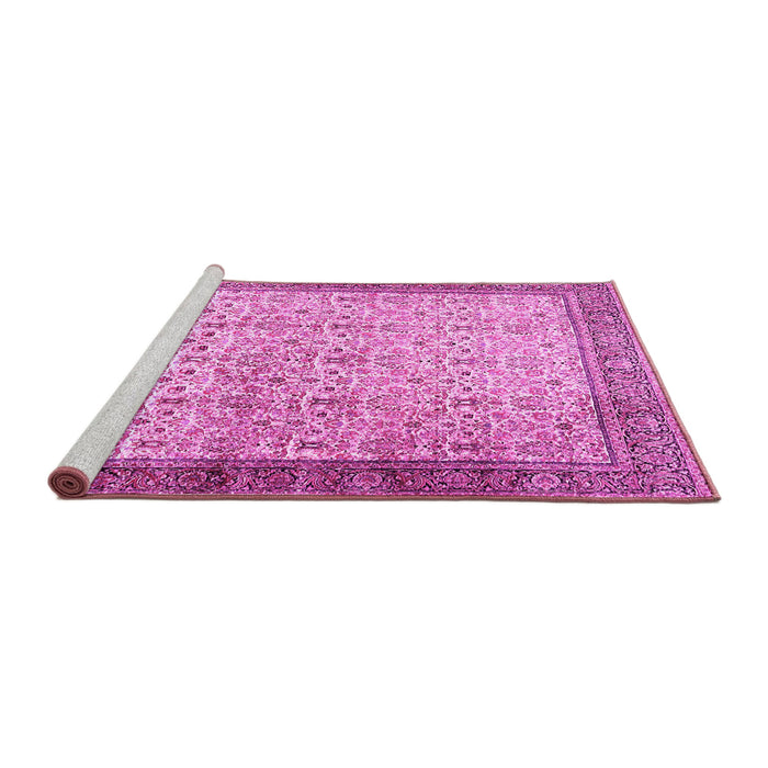 Sideview of Machine Washable Persian Pink Traditional Rug, wshtr2265pnk