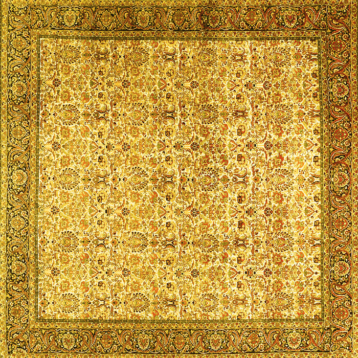 Square Machine Washable Persian Yellow Traditional Rug, wshtr2265yw