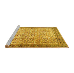 Sideview of Machine Washable Persian Yellow Traditional Rug, wshtr2265yw