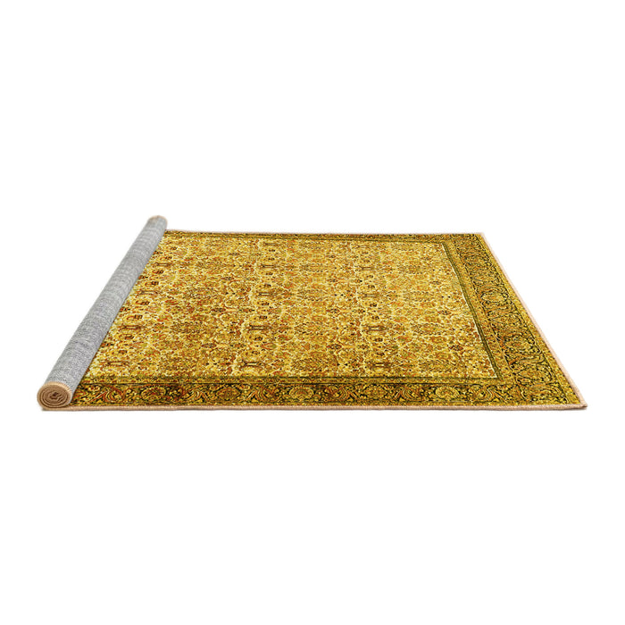 Sideview of Machine Washable Persian Yellow Traditional Rug, wshtr2265yw