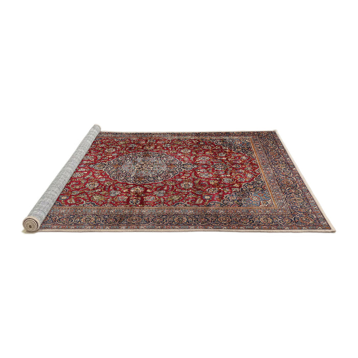 Sideview of Machine Washable Traditional Brown Red Rug, wshtr2266