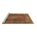 Sideview of Machine Washable Medallion Brown Traditional Rug, wshtr2266brn