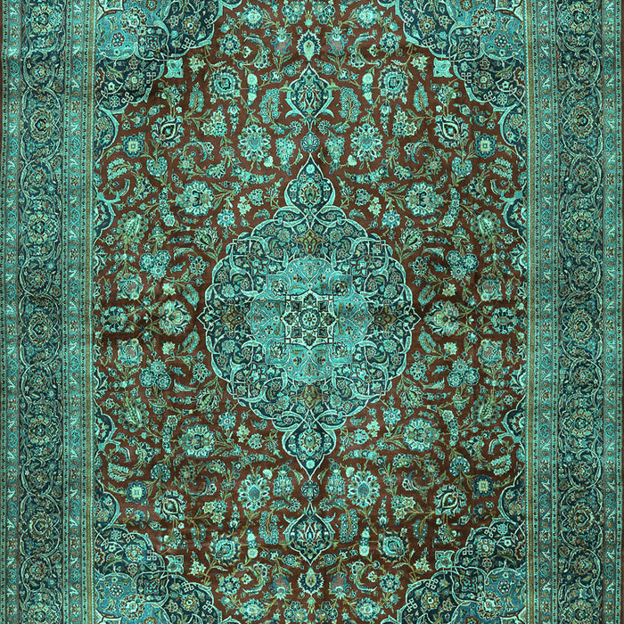 Machine Washable Medallion Turquoise Traditional Area Rugs, wshtr2266turq
