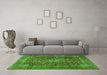 Machine Washable Medallion Green Traditional Area Rugs in a Living Room,, wshtr2266grn