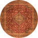 Machine Washable Medallion Orange Traditional Area Rugs, wshtr2266org