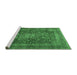 Sideview of Machine Washable Medallion Emerald Green Traditional Area Rugs, wshtr2266emgrn