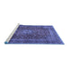 Sideview of Machine Washable Medallion Blue Traditional Rug, wshtr2266blu