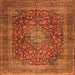 Serging Thickness of Medallion Orange Traditional Rug, tr2266org