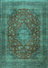 Medallion Turquoise Traditional Rug, tr2266turq