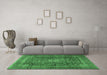 Machine Washable Medallion Emerald Green Traditional Area Rugs in a Living Room,, wshtr2266emgrn